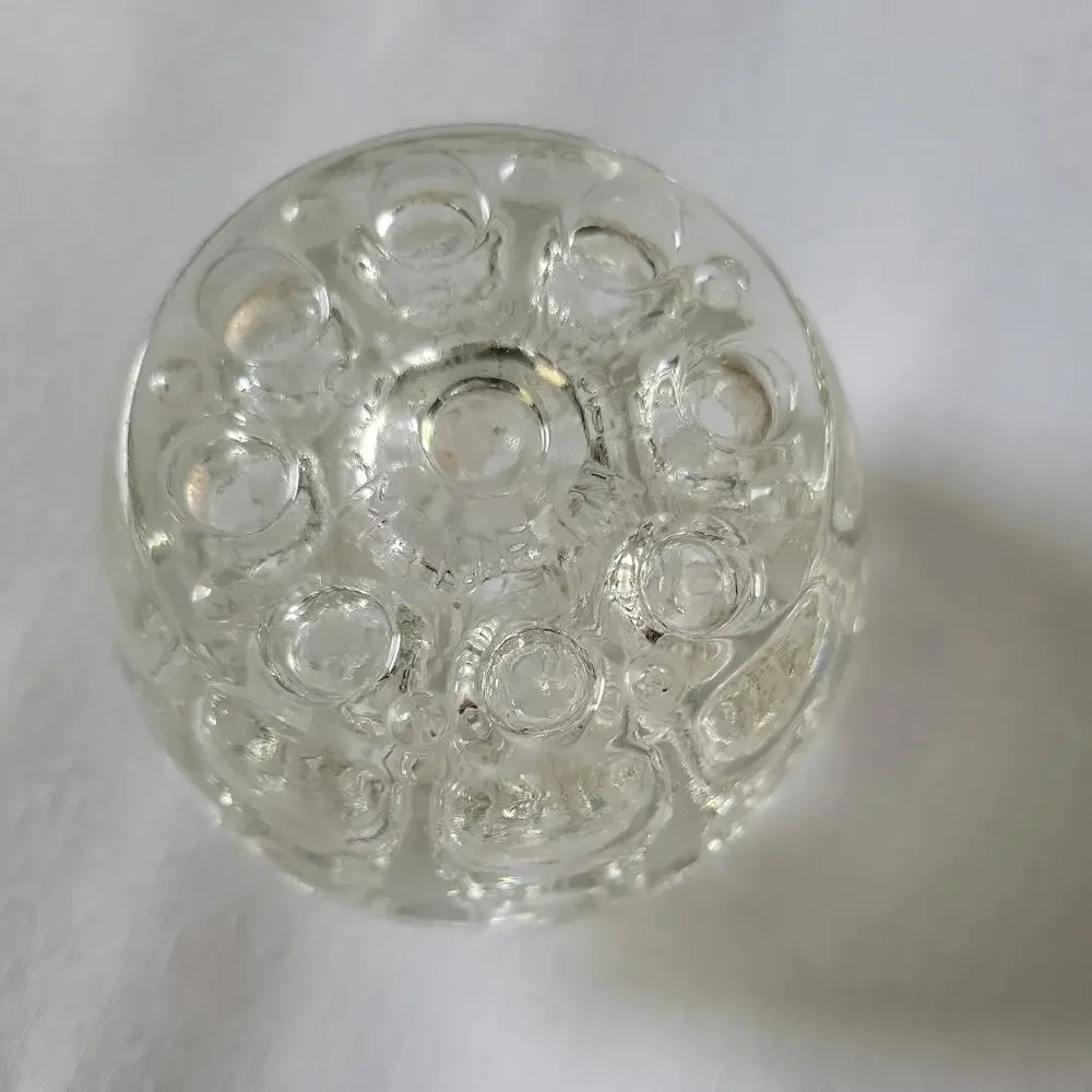 VTG Reims France Crystal Flower Frog Vase Insert 9 Hole Floral Vase 1950